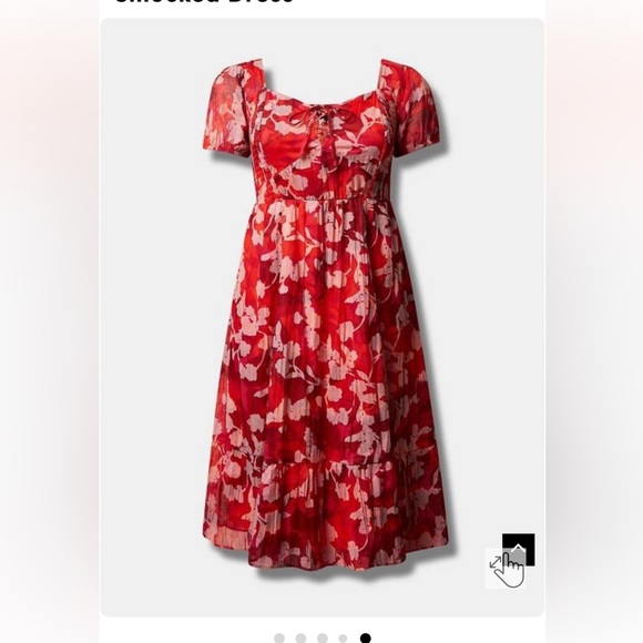 NWT Torrid MIDI Cotton Clip Dot Lace Up Smocked Dress Size 2x - Picture 5 of 9